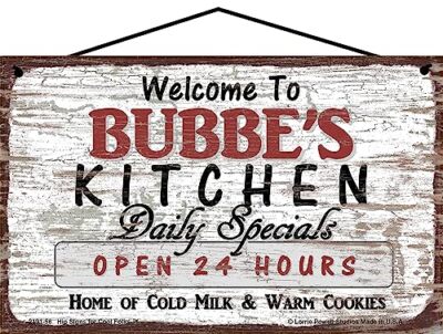 Welcome to Bubbe's Kitchen Sign Daily Specials Grandma Grandmother Gift