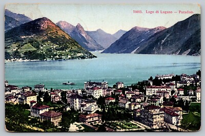 Postcard Lago Di Lugano-Paradiso/Lake Lugano-Paradise Switzerland VTG c1910  F15