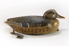 Antique Wooden Duck Decoy Hand-Painted, Glass Eyes, Hollow Body