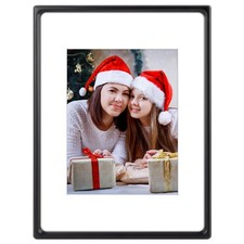 , 12x16 Picture Frames - Black Solid Wood with Glass - Rounded Corner 16x12 P...