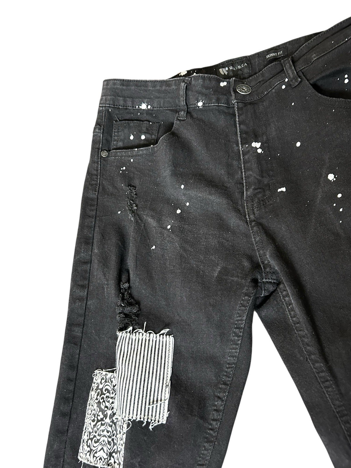Waimea Distressed Patchwork Paint Splatter Jeans … - image 9