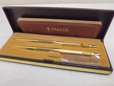 Parker Classic Ball Pen & Pencil Set 18K Gold Electroplate Vintage NOS In Box
