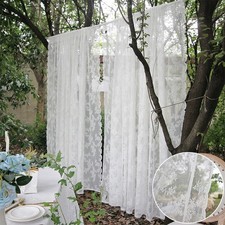 Voile Curtains Floral Lace Sheer Curtain Slot Top Door Screening Picnic Decor UK