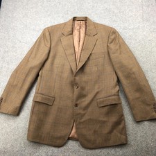 Vintage Brooks Brothers Blazer Mens 44L Brown Glen Plaid Made Italy 2000s