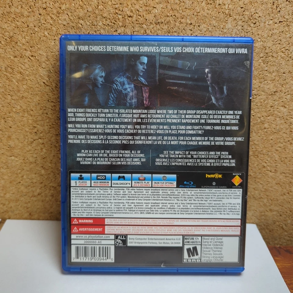 Until Dawn (Sony PlayStation 4 PS4, 2015) - Image 2 of 4