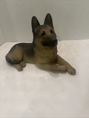 German Shepherd Figurine Hand Painted Laying - Sandicast