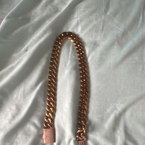 Men's Rose Gold Curb Chain Link Bracelet, Box Clasp, No Stone