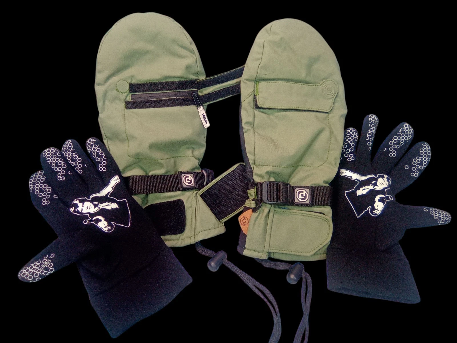 Vtg Defcon Snowboard Ski Mitten Glove Liner Han Solo Zip Pocket Star Wars Winter