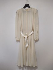 Vintage 70's 80's Parigi Cream Chiffon Occasion Dress Made in Hong Kong Size 8