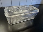 Vintage Federal Clear Glass Refrigerator Storage Dish Vegetable Lid