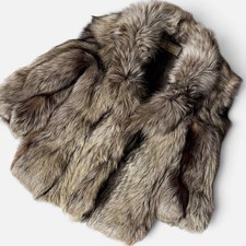 SAGA FOX ROYAL Silver Fox Fur Coat Size 13 Pre-Owned