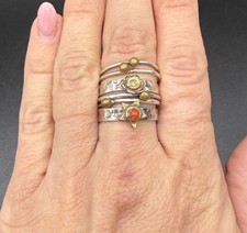 Handcrafted 925 Sterling Silver Mixed Metal Artisan Ring   Size 7   As Is