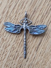 Vintage Norman Grant Art Nouveau Enamel Sterling Silver Dragonfly Pendant