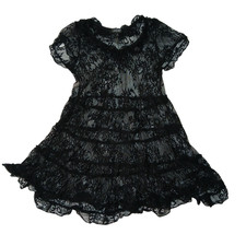 Widow Dolls Kill Lace Babydoll Dress Sheer Ruffle Tiered Gothic XS - Seam Damage
