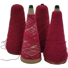 Vintage 1980s Lot of 8 Red Yarn Thread Spools Cones Craft Sewing Supplies