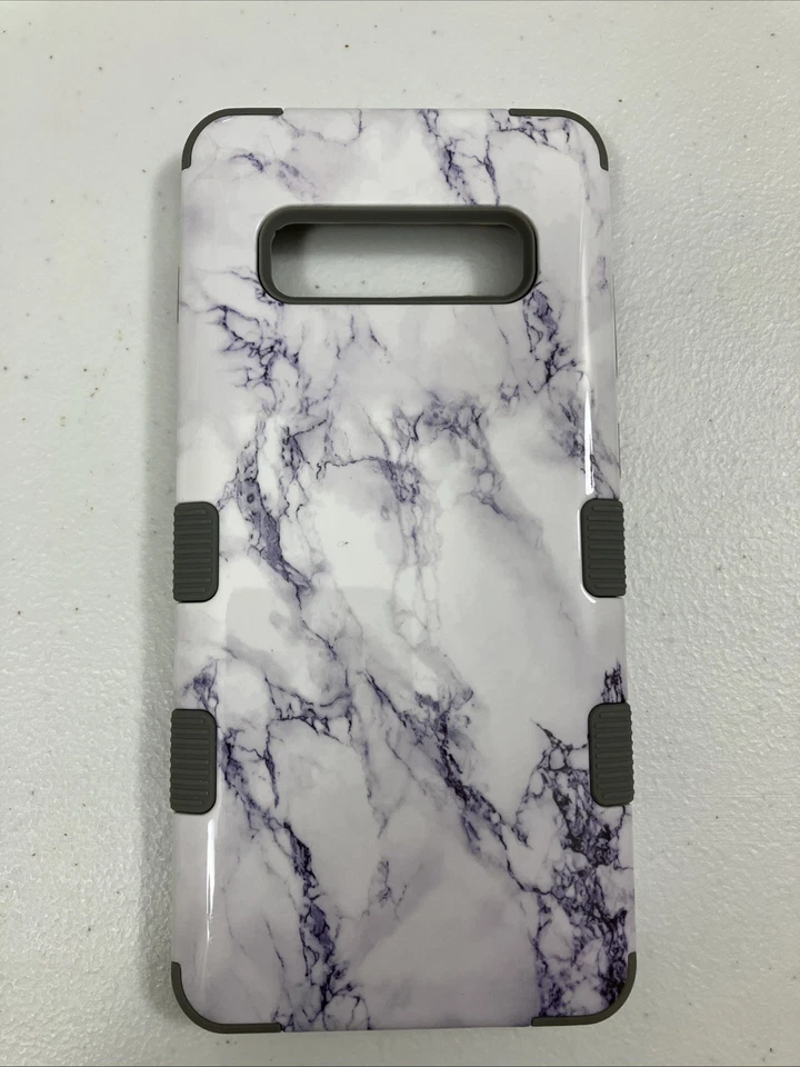 Funda híbrida para teléfono Mybat Samsung Galaxy S10 Plus Tuff azul mármol Foto 3 de 4