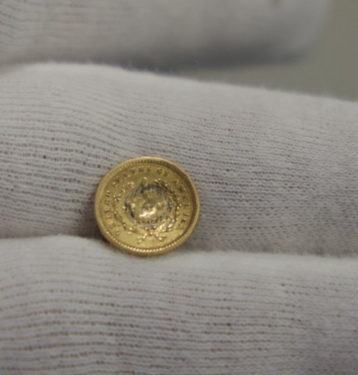 US $1 Gold Piece Type 1 Made into Button Concave Scratches