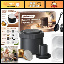 Reusable Vertuo Coffee Pods Kit, Refillable Capsules with 100 Foil Seals for Ver
