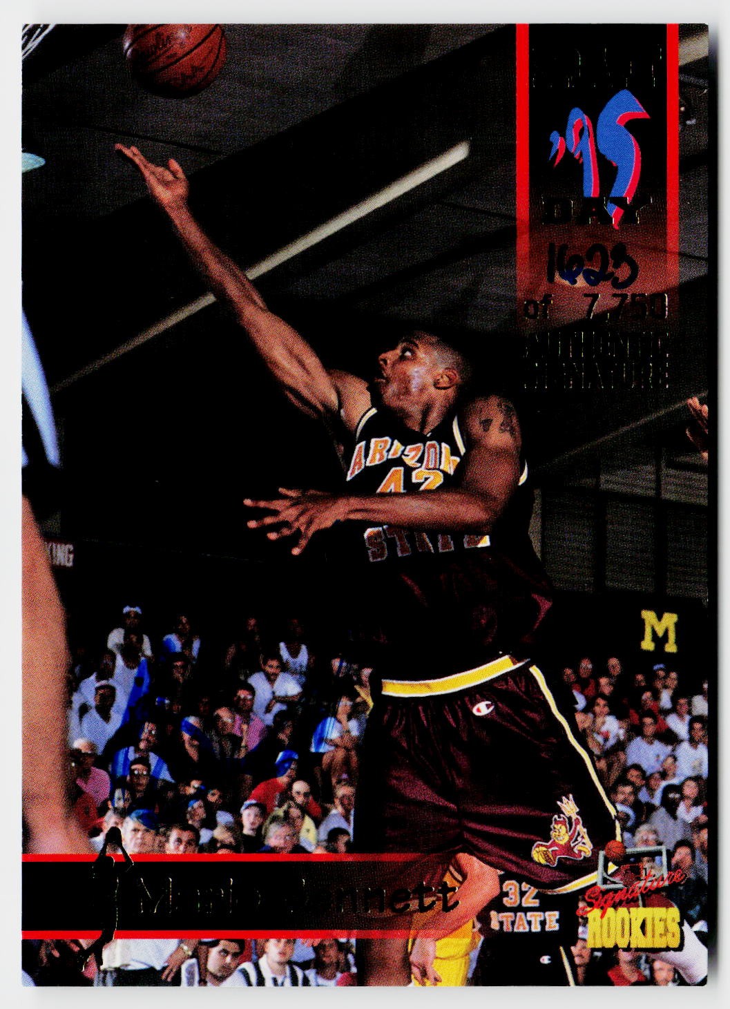 1995 Signature Rookies Draft Day #2 Mario Bennett Signature #/7750 Arizona State