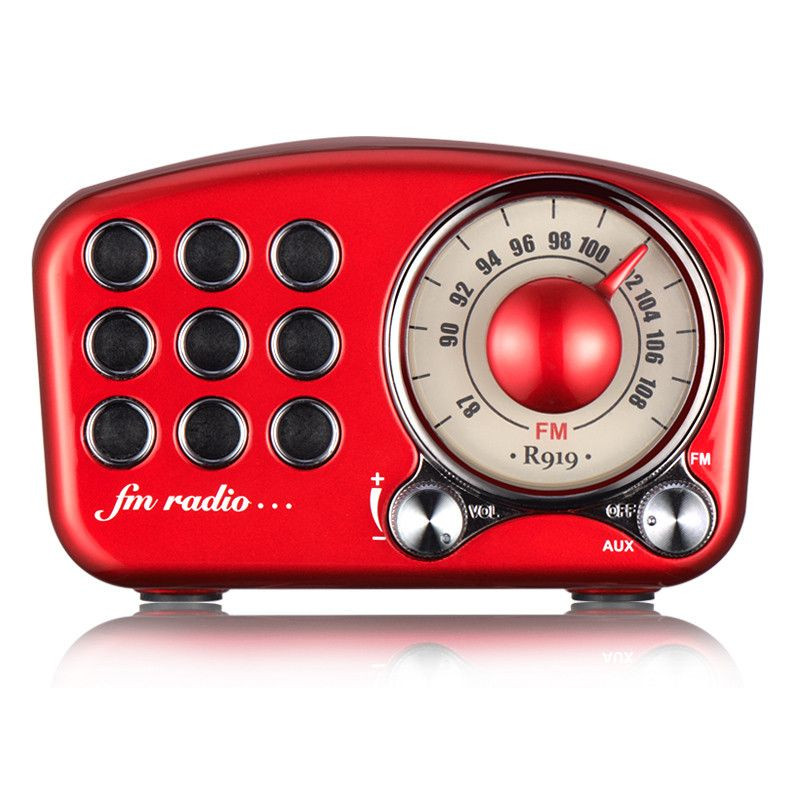 Mini enceinte Bluetooth rétro R919-B rouge dotée d'une radio FM à haute sensibilité