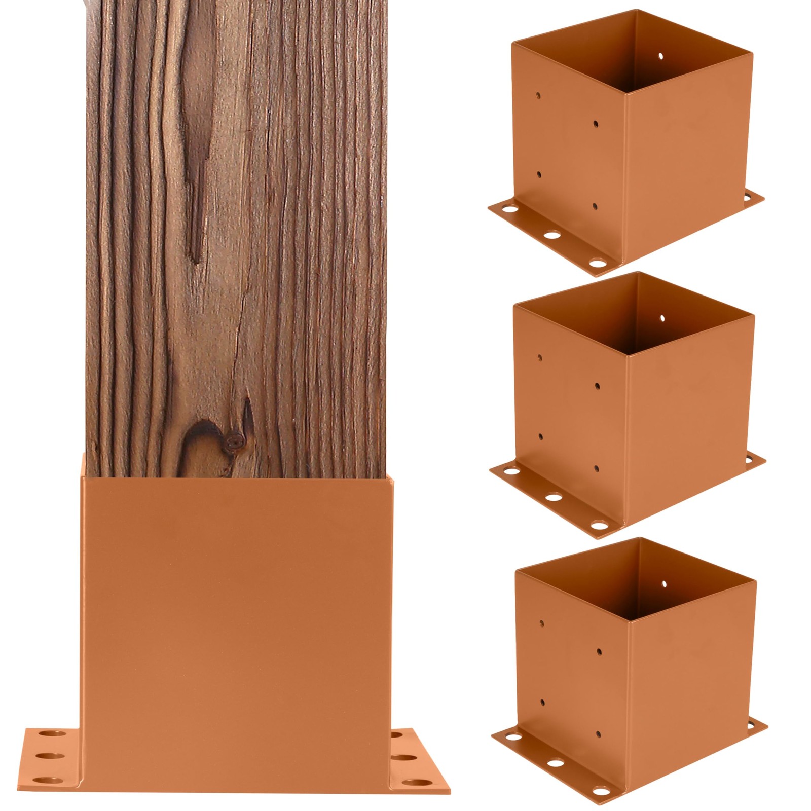 Iron Forge Tools 6x6 Post Base for Concrete, 4 Pack 5.9" x 5.9", Brown Powder Co