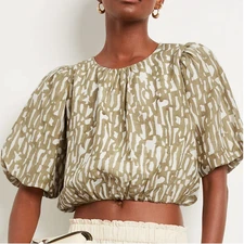 NWT MIRTH Andaman Bubble Top Driftwood Geometric Print sz S GOOP