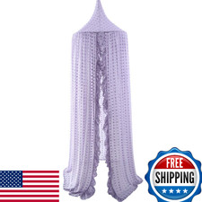 Kids Bed Canopy for Girls, Beige Crib Princess Hanging Children Canopy Tent, Tod