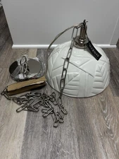 2014 Ethan Allen Embossed Leaf Ceramic & Chrome Light Pendant Hardwired No Box