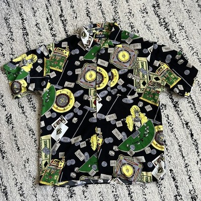 Koman Shirt Mens L Casino Poker Roulette Black Jack Cards Slots Gambling 