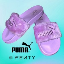 Puma Fenty by Rihanna Fur Slides Orchid Bloom Purple Womens 7.5 Faux Fur