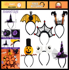 6 Pcs Halloween Headbands Set - Pumpkin, Bat, Witch, Ghost, Spider Web, Costume