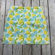 LILLY PULITZER Vintage White Label Yellow Lemon Blueberry Fruit Cotton Skirt 8