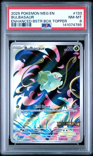 2025 POKEMON MEG EN-MEGA EVOLUTION ENHANCED BOOSTER BOX TOPPER BULBASAUR PSA 8