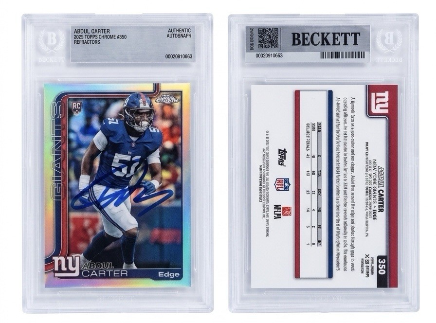 25 Chrome Refractor Abdul Carter Signed Autographed Card BAS SLABBED AUTO 10