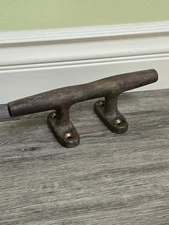 Antique Solid Bronze Brass Boat Rope Line Guide Cleat 10 inch