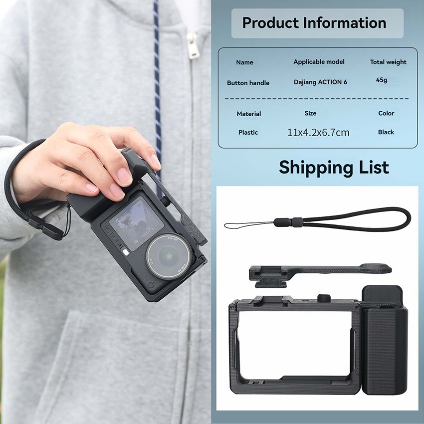 For DJI Osmo Action 6 Rabbit Cage Street Photography Handle With Hand Strap