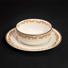 Haviland Ramekin w/2 Underplates #H358 Scrollwork Garland Gold 1904-mid 1920's