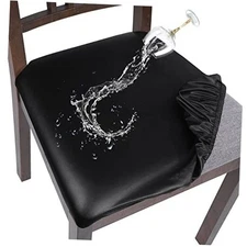  Waterproof PU Leather Seat Covers for Dining Chairs, 4 Pack 4pcs Pu Black