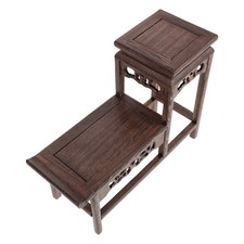 Wood Storage Shelf Unit Wooden Statue Stand Oriental Antique Pedestal