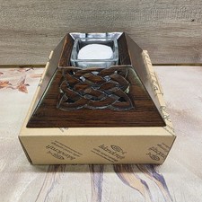Tea Light Candle Holder Celtic Knot Wood With Tealight Candle Islandcraft NIB