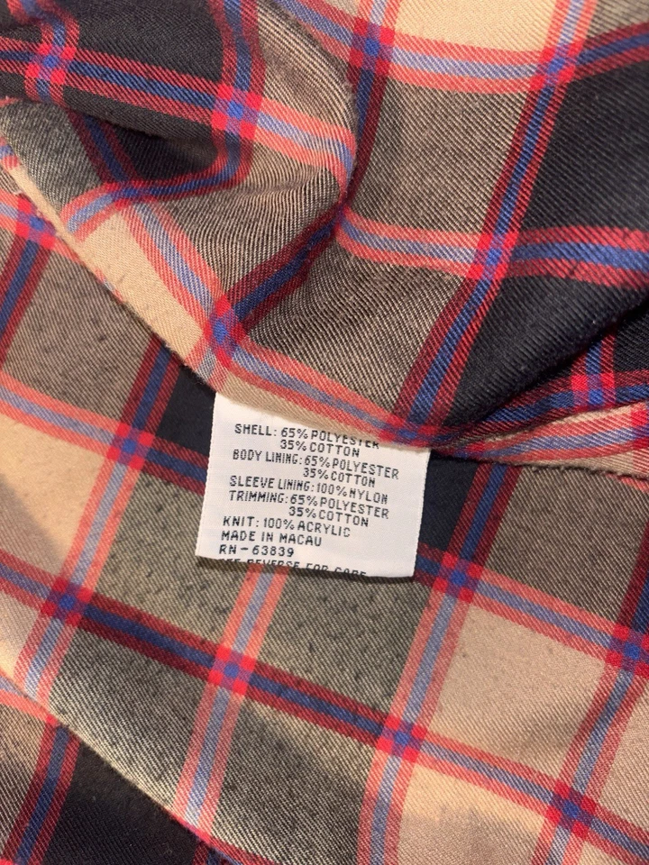 Vtg Sears Roebuck Harrington Jacket Plaid Flannel Lined 80s 90s Blue Full Zip L - Image 4 of 4