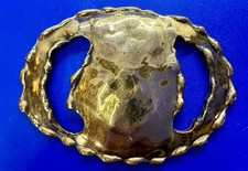 Brutalist Artisan Hammered Statement Hippy Vibe Brass Tone Belt Slide Buckle