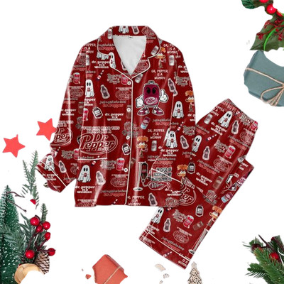 Dr Pepper My Blood Type Is Dr Pepper Christmas Polyester Pajamas Set