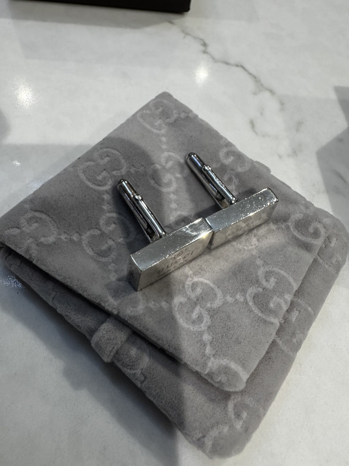 Authentic Gucci Vintage Rectangular Sterling Silv… - image 1