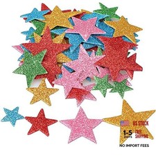 210 Pieces Colorful Glitter Foam Star Stickers, Self Adhesive Shaped Wall