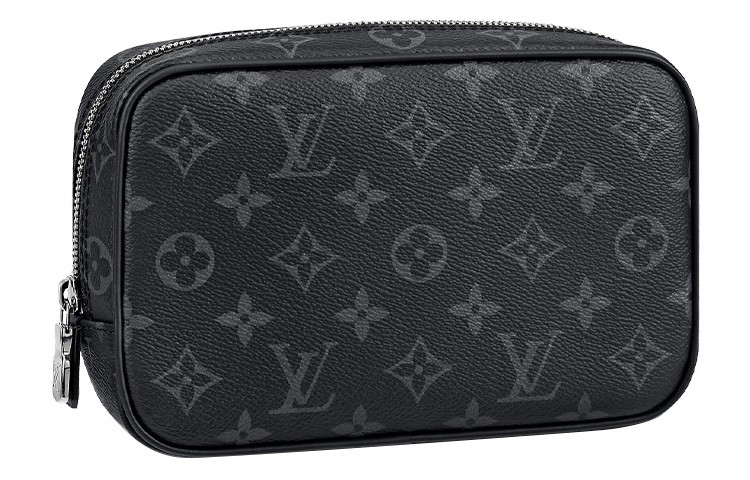 LOUIS VUITTON Toiletry Pouch Monogram Eclipse Pm Black Grey 7.9 x