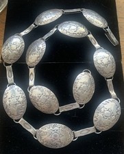 Vtg Navajo Sterling Silver Stamped Concho Belt / Necklace 32  