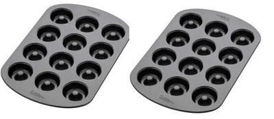 2 Mini Doughnut Donut bagel Pan 12-Cavity Wilton #2105-0614 non-stick