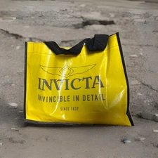 INVICTA Watch Logo Reusable Tote Bag 17” Yellow Black Shopping Grocery Bag New