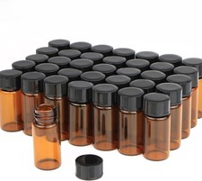 50 Pack,5ml 1/6 oz Amber Glass Essential Oil Bottle with Screw Caps,Empty